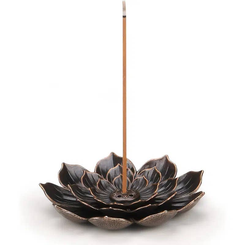 Porte encens - Lotus bronze