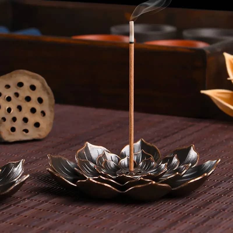Porte encens - Lotus bronze – Image 2
